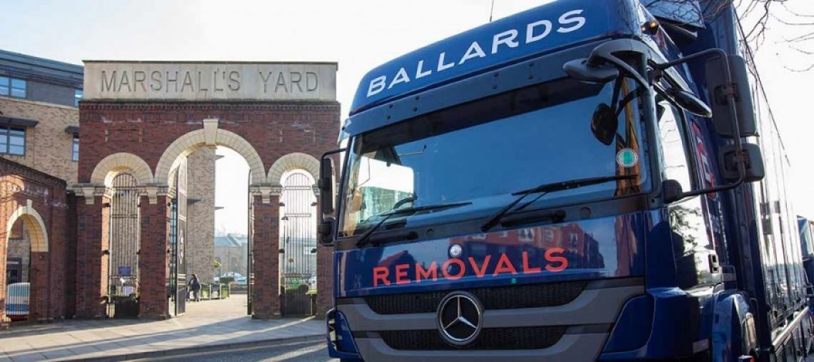 Ballards Removals lorry in Gainsborough at Marshall's Yard