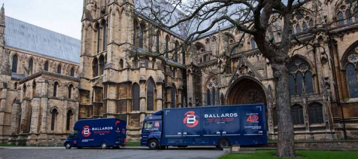 Ballards Removals vehicles at Lincoln Cathedral