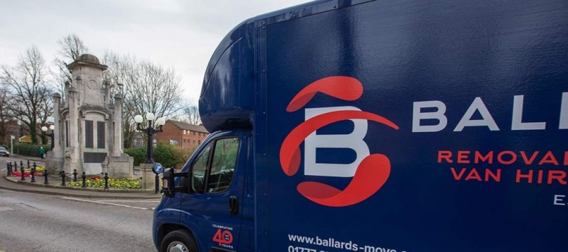 Ballards Removals van on the road in Worksop