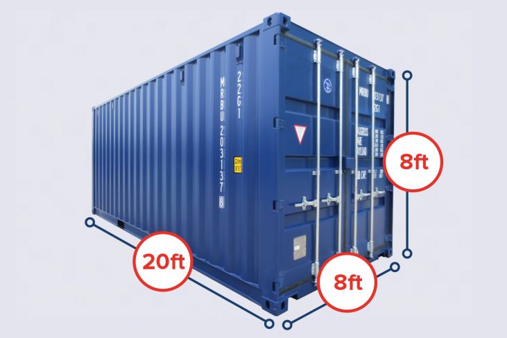 Ballards Removals container diagram and measurements