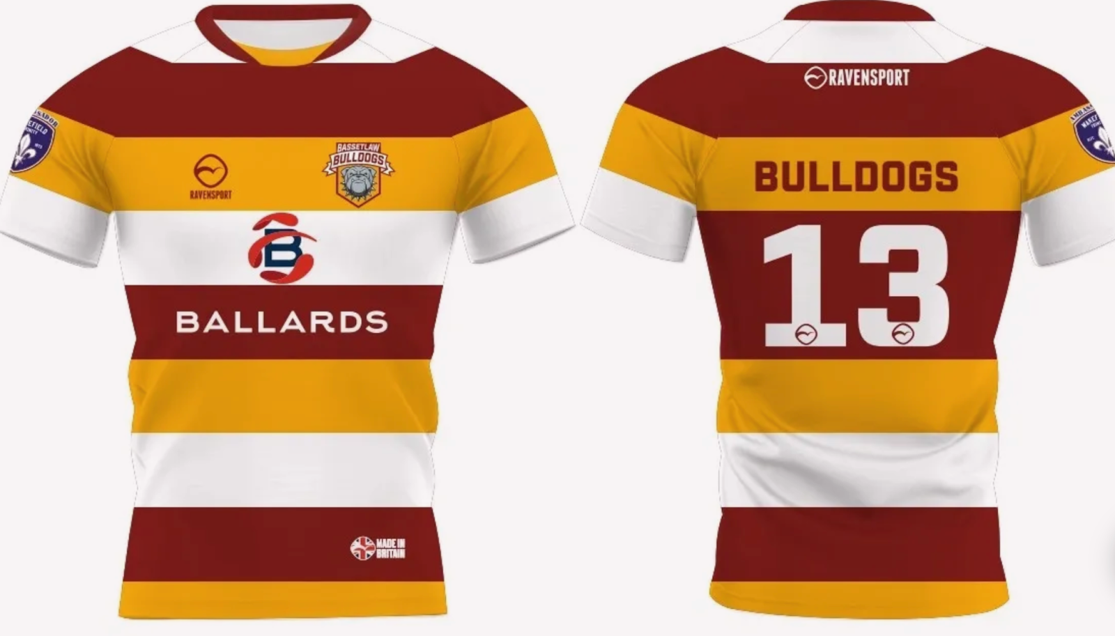 Bassetlaw Bullodgs kit, sponsored by Ballards Removals