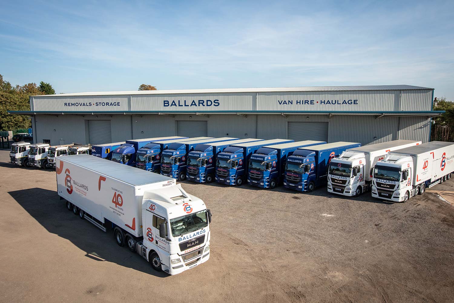 Ballards lorries lined up at Ballards HQ