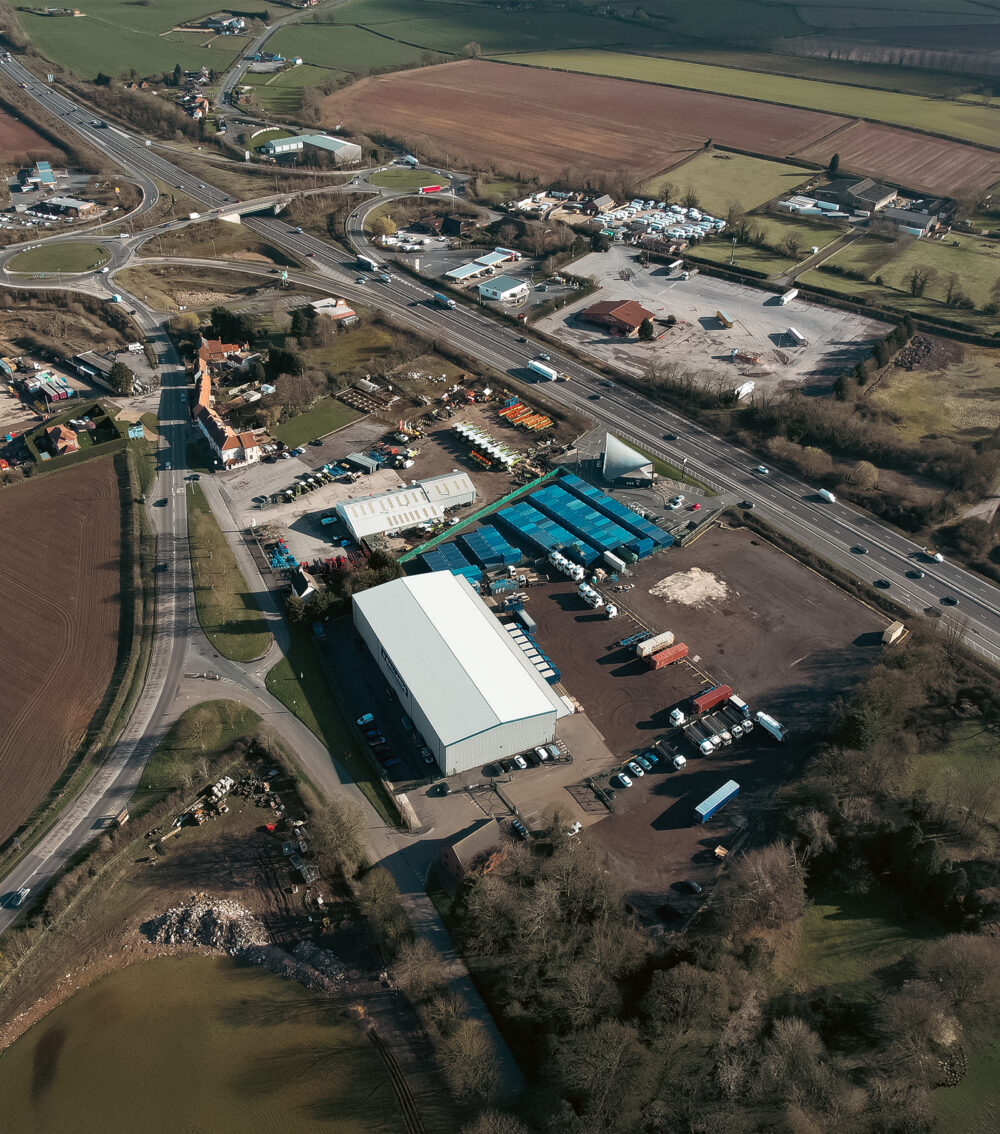 Aerial view of Ballards on the edge of the A1 at Markham Moor