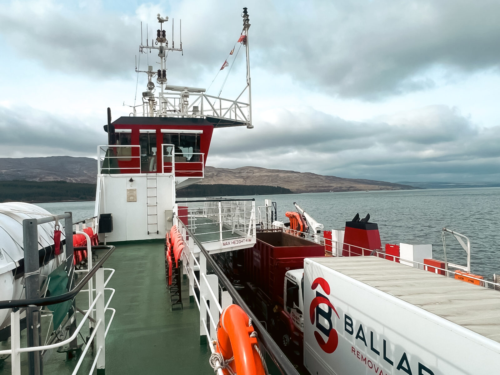 International removals with ballards. Image shows a ballards lorry on a ferry