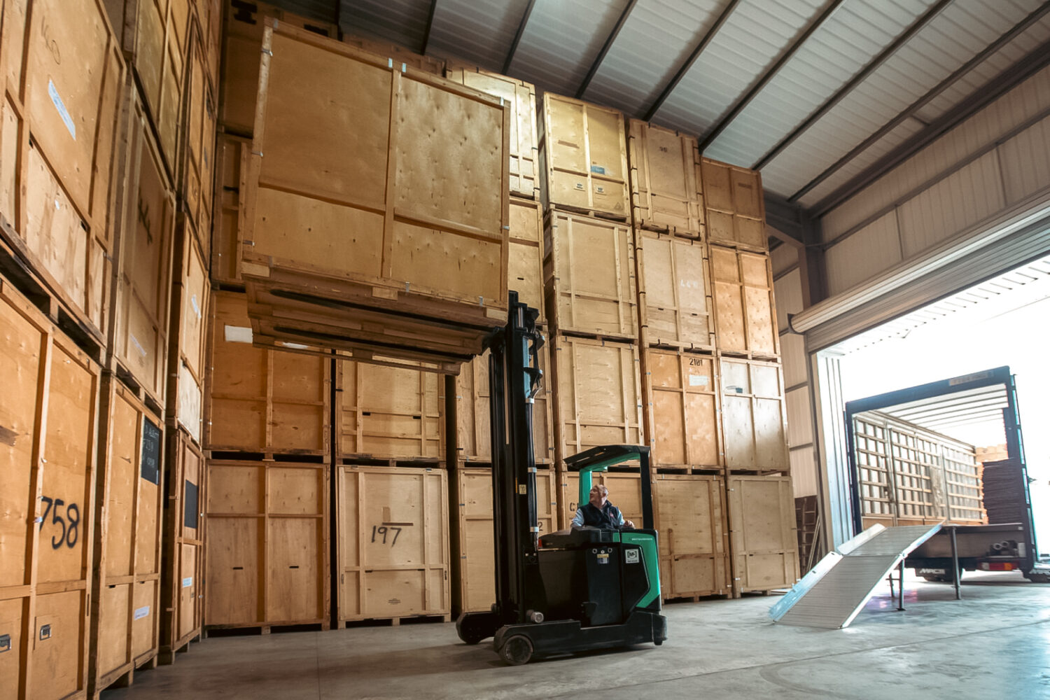 Storage wooden crates at Ballards